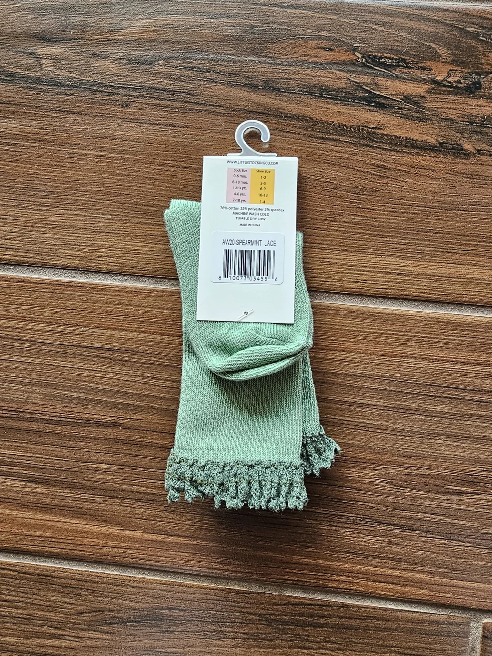 NWT Little Stocking Co Spearmint Lace Top Knee High Socks 6-18 months